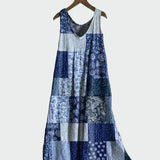 Plava patchwork haljina