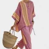 Lorena | Boho Komplet od Lna i Bambusa, Elegantna Lavanda