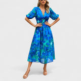 Clara – Elegantna Midi Cvjetna Haljina