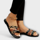 Jenevra - Sandale s leopard uzorkom i križnim trakama