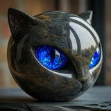 NyxCharm | Mistična Skulptura Glave Crnog Mačka