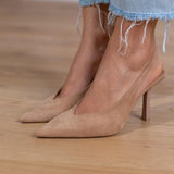 Marlena™ | Nude slingback cipele s tankom petom